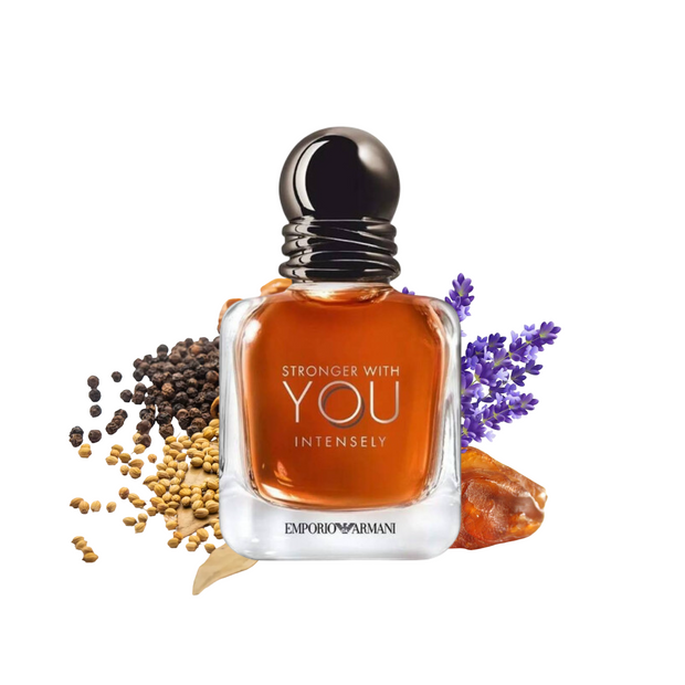 Stronger With You Intensely by Emporio Armani men's perfume bottle with elegant design and rich fragrance notes