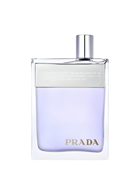 "Prada Amber Pour Homme fragrance for men, elegant bottle design, luxury men's perfume"