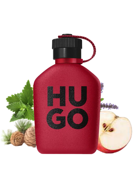 Hugo Red Intense by Hugo Boss men's perfume bottle with a sleek design and vibrant red accents.