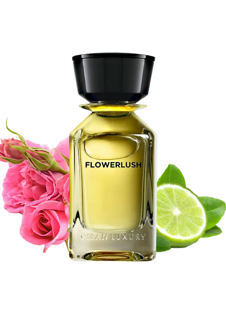Omanluxury Flowerlush Eau de Parfum 3.4 oz bottle with elegant floral design