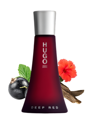 Hugo Deep Red by Hugo Boss women's perfume bottle with elegant design and vibrant red accents.