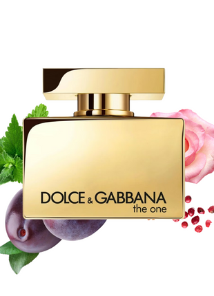 Gold bottle of DOLCE&GABBANA THE ONE GOLD Perfume for Women, featuring a luxurious design and elegant fragrance