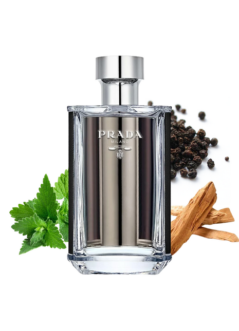 L'Homme Prada by Prada fragrance for men in a sleek bottle with a modern design.