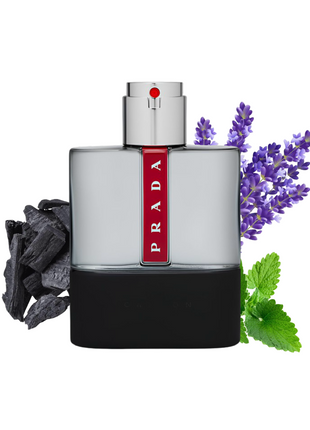 Prada Luna Rossa Carbon perfume for men, showcasing a sleek bottle design and luxurious branding