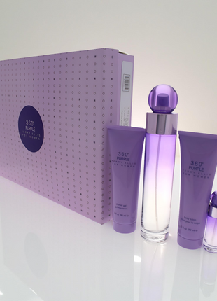 360 PURPLE BY PERRY ELLIS 4PCS. GIFT SET: 3.4 FL.OZ.   3OZ. BODY LOTION 3OZ. GEL AND .25OZ. .   