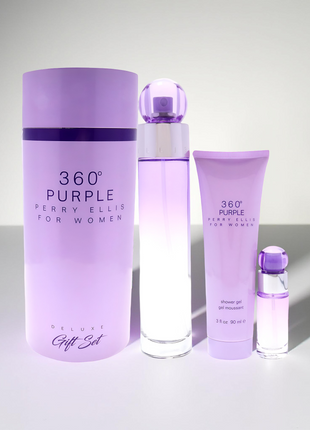 360 PURPLE BY PERRY ELLIS 3PCS. GIFT SET: 3.4OZ  SP0.25OZ  SP3.0OZ SHOWER GEL  