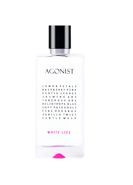 Agonist White Lies, unisex perfume, niche fragrance, Agonist perfume, luxury Eau de Parfum, long-lasting scent, Scandinavian perfume, unique unisex fragrance, artistic perfume, best niche fragrances, high-end perfume for men and women, sophisticated fragrance, signature scent.