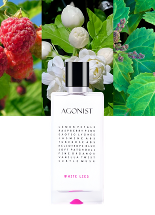 Agonist White Lies, unisex perfume, niche fragrance, Agonist perfume, luxury Eau de Parfum, long-lasting scent, Scandinavian perfume, unique unisex fragrance, artistic perfume, best niche fragrances, high-end perfume for men and women, sophisticated fragrance, signature scent.
