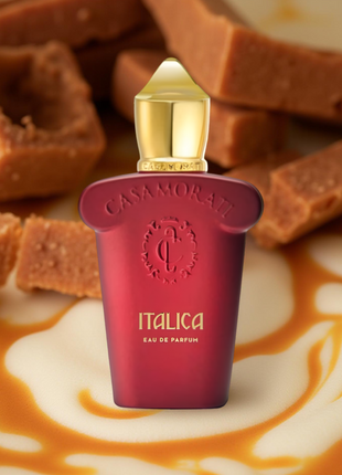 Xerjoff Casamorati Italica, Xerjoff Italica perfume, Casamorati collection, luxury unisex perfume, gourmand fragrance, almond vanilla scent, Italian perfume, woody sweet perfume, long-lasting fragrance, niche gourmand perfume.
