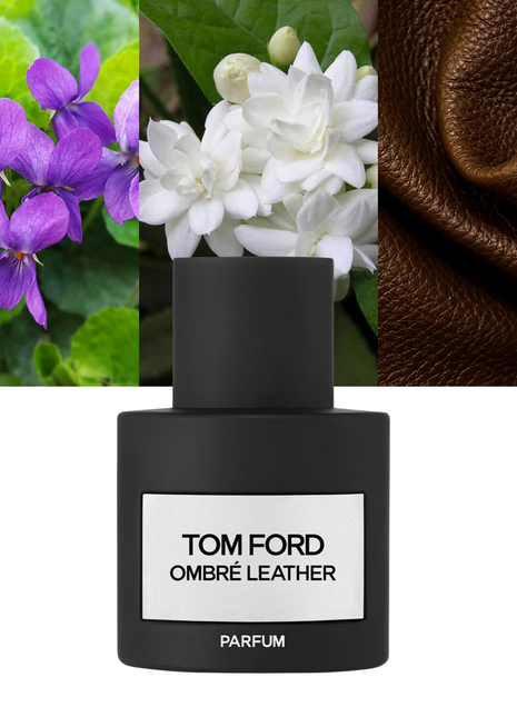Tom Ford Ombre Leather, Tom Ford perfume, unisex fragrance, leather perfume, woody floral scent, luxury perfume, long-lasting fragrance, designer fragrance, 1.7 oz EDP, niche perfume, elegant perfume, sensual fragrance.
